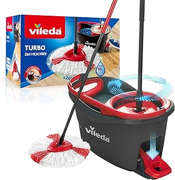 Vileda Easy Wring & Clean Turbo Set de Cubo con Pedal y Fregona de Microfibra