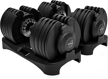 Mancuernas ajustables BRAINGAIN 15 en 1 hasta 24 kg (par)